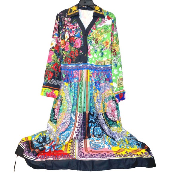 LAI MENG  Women's Floral Print Maxi Dress Casual Dress, Size XL/ US 8, NWT - Picture 1 of 16